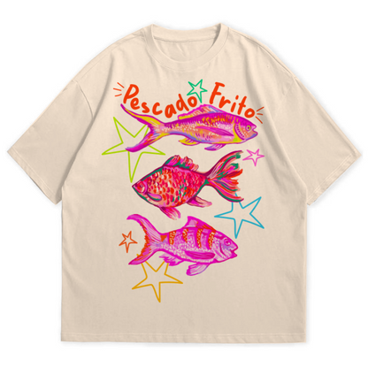 diseño para camiseta de pescado frito