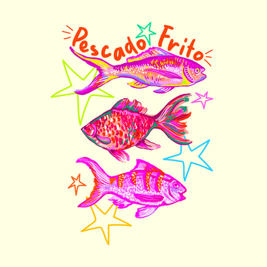 diseño para camiseta de pescado frito
