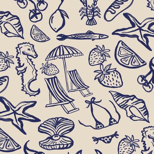 Estampado Silueta de elementos marinos