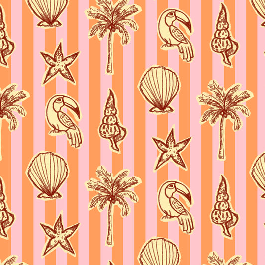 Estampado rayas y tucanes